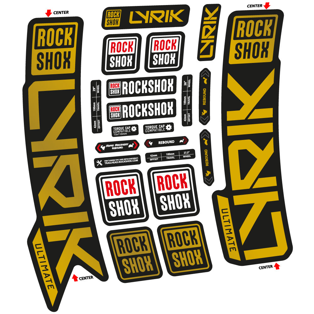 Stickers Rock Shox Lyrik Ultimate 2023 compatibles Autocollants fourche VTT 29"