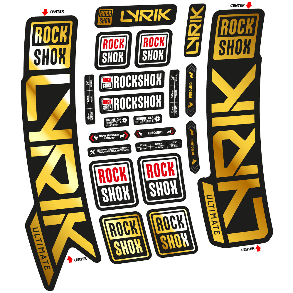 Stickers Rock Shox Lyrik Ultimate 2023 compatibles Autocollants fourche VTT 29"