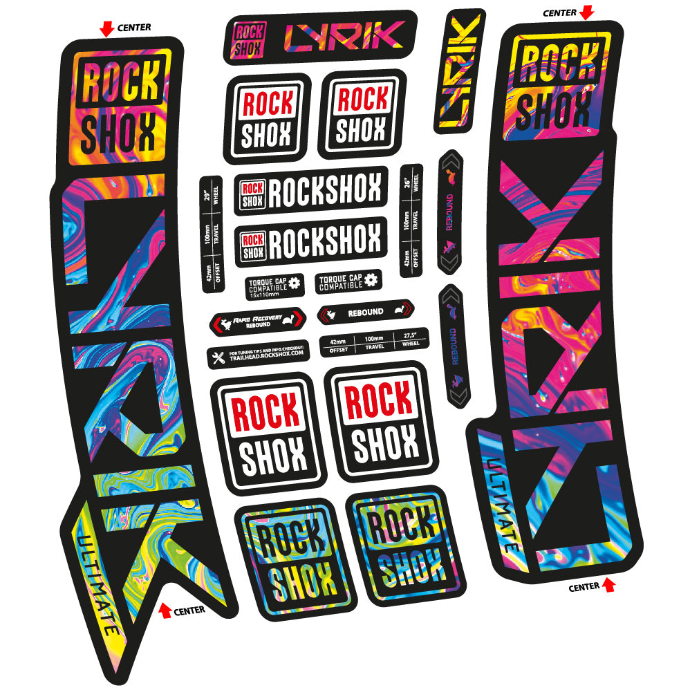 Stickers Rock Shox Lyrik Ultimate 2023 compatibles Autocollants fourche VTT 29"