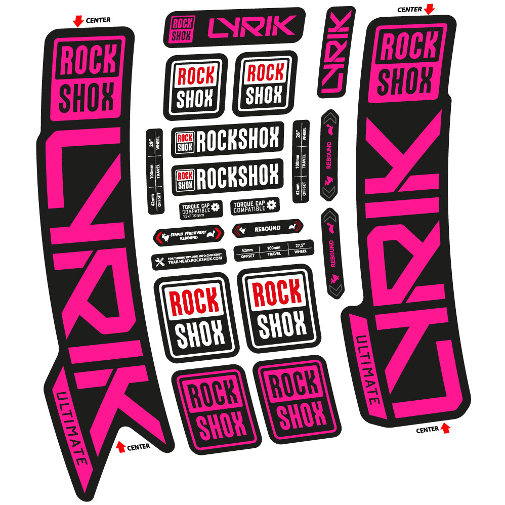 Stickers Rock Shox Lyrik Ultimate 2023 compatibles Autocollants fourche VTT 29"