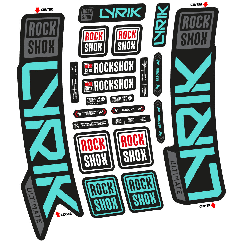 Stickers Rock Shox Lyrik Ultimate 2023 compatibles Autocollants fourche VTT 29"