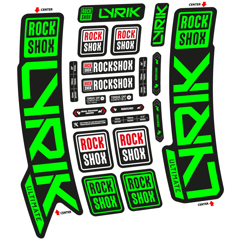 Stickers Rock Shox Lyrik Ultimate 2023 compatibles Autocollants fourche VTT 29"