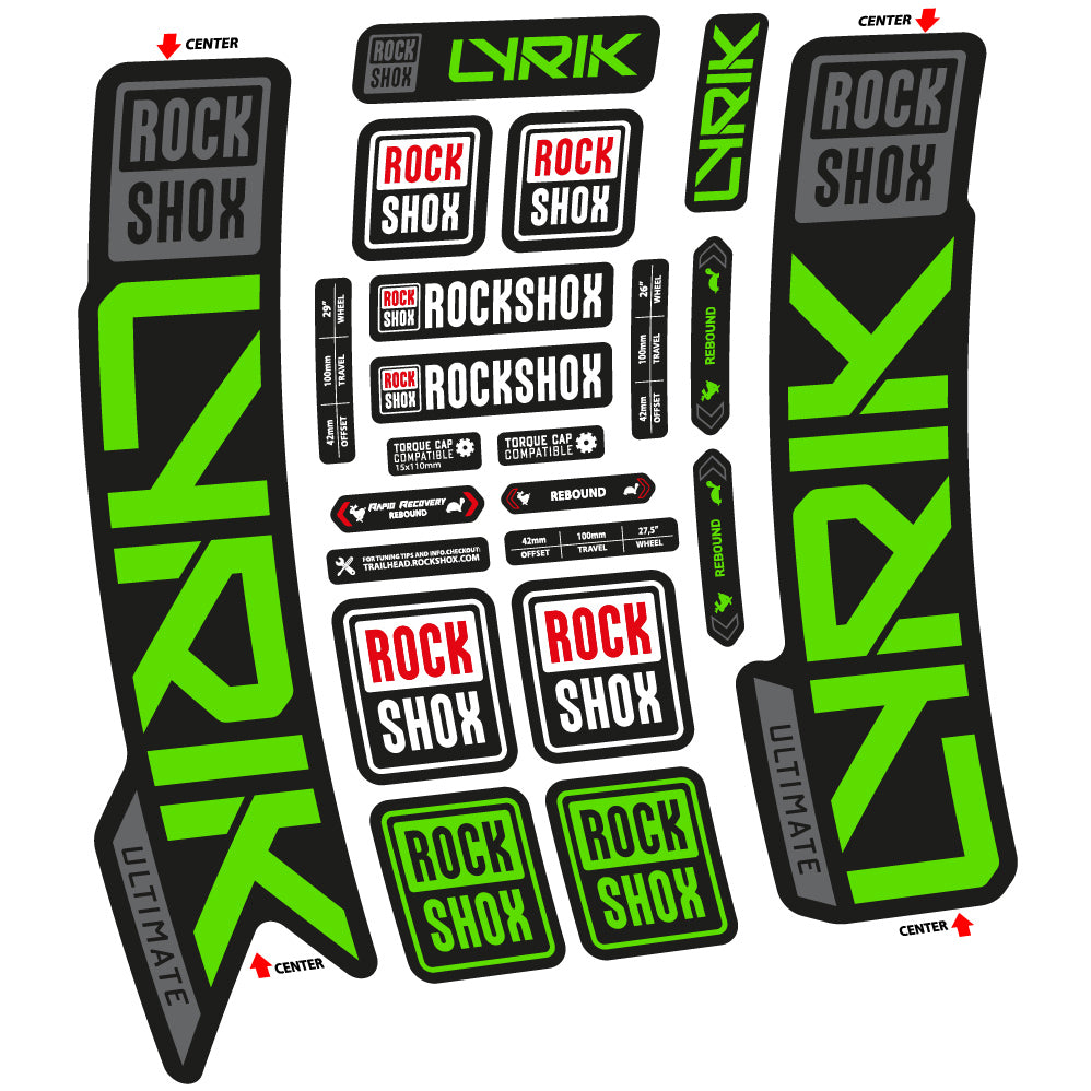 Stickers Rock Shox Lyrik Ultimate 2023 compatibles Autocollants fourche VTT 29"