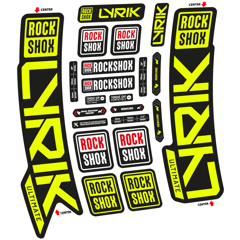 Stickers Rock Shox Lyrik Ultimate 2023 compatibles Autocollants fourche VTT 29"