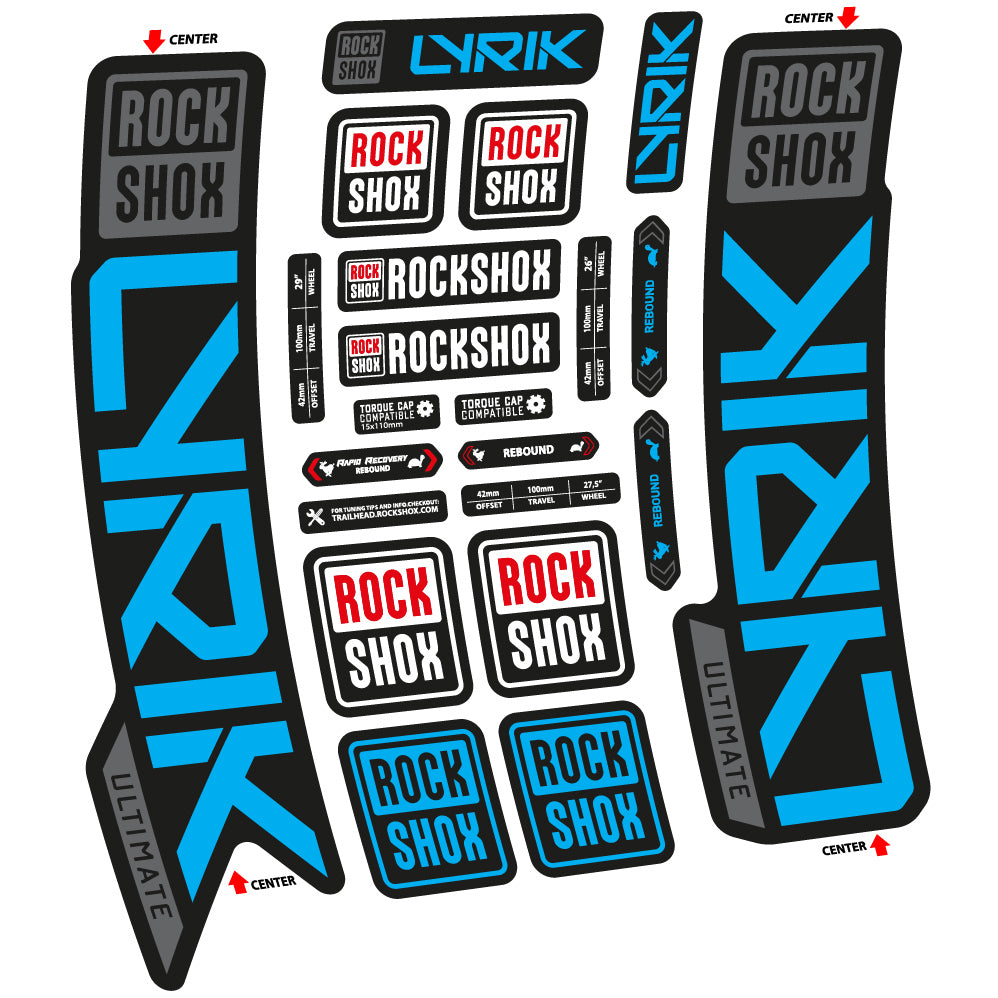 Stickers Rock Shox Lyrik Ultimate 2023 compatibles Autocollants fourche VTT 29"