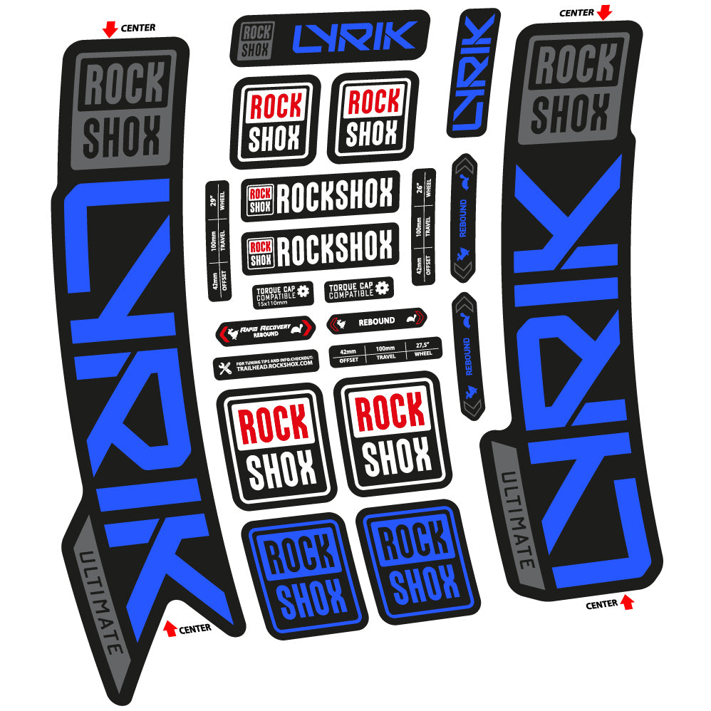 Stickers Rock Shox Lyrik Ultimate 2023 compatibles Autocollants fourche VTT 29"