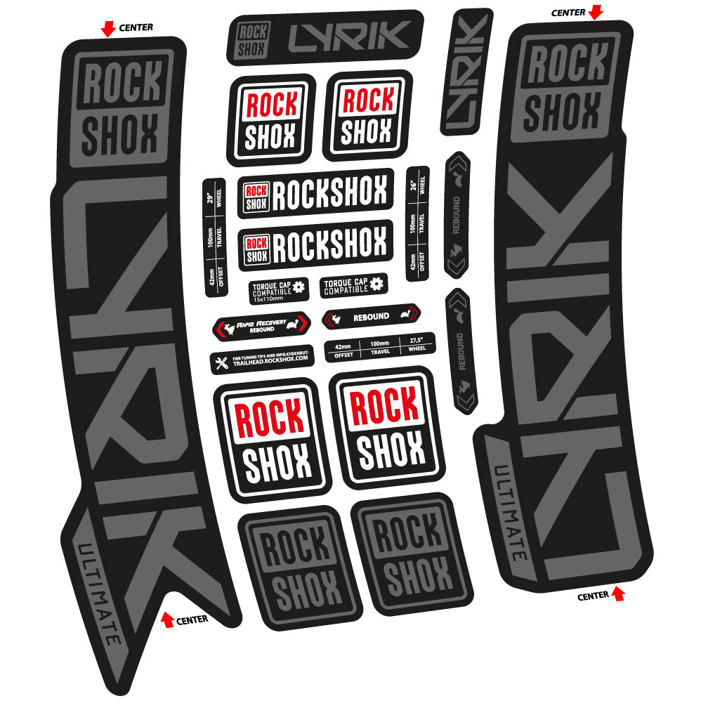Stickers Rock Shox Lyrik Ultimate 2023 compatibles Autocollants fourche VTT 29"