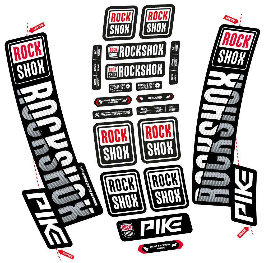 Stickers Rock Shox Pike 2018 compatibles - Autocollants fourche VTT