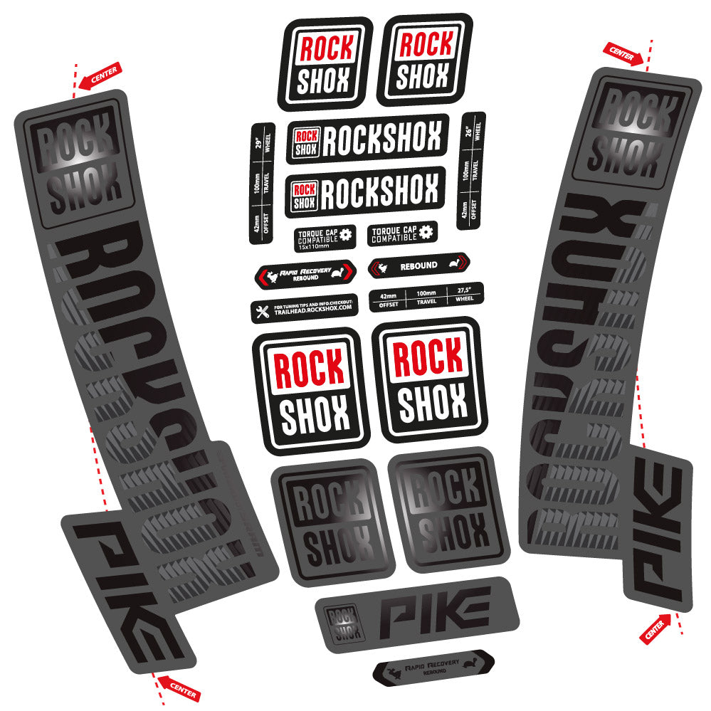 Stickers Rock Shox Pike 2018 compatibles - Autocollants fourche VTT