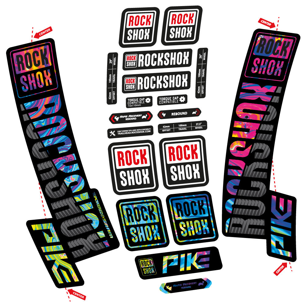 Stickers Rock Shox Pike 2018 compatibles - Autocollants fourche VTT