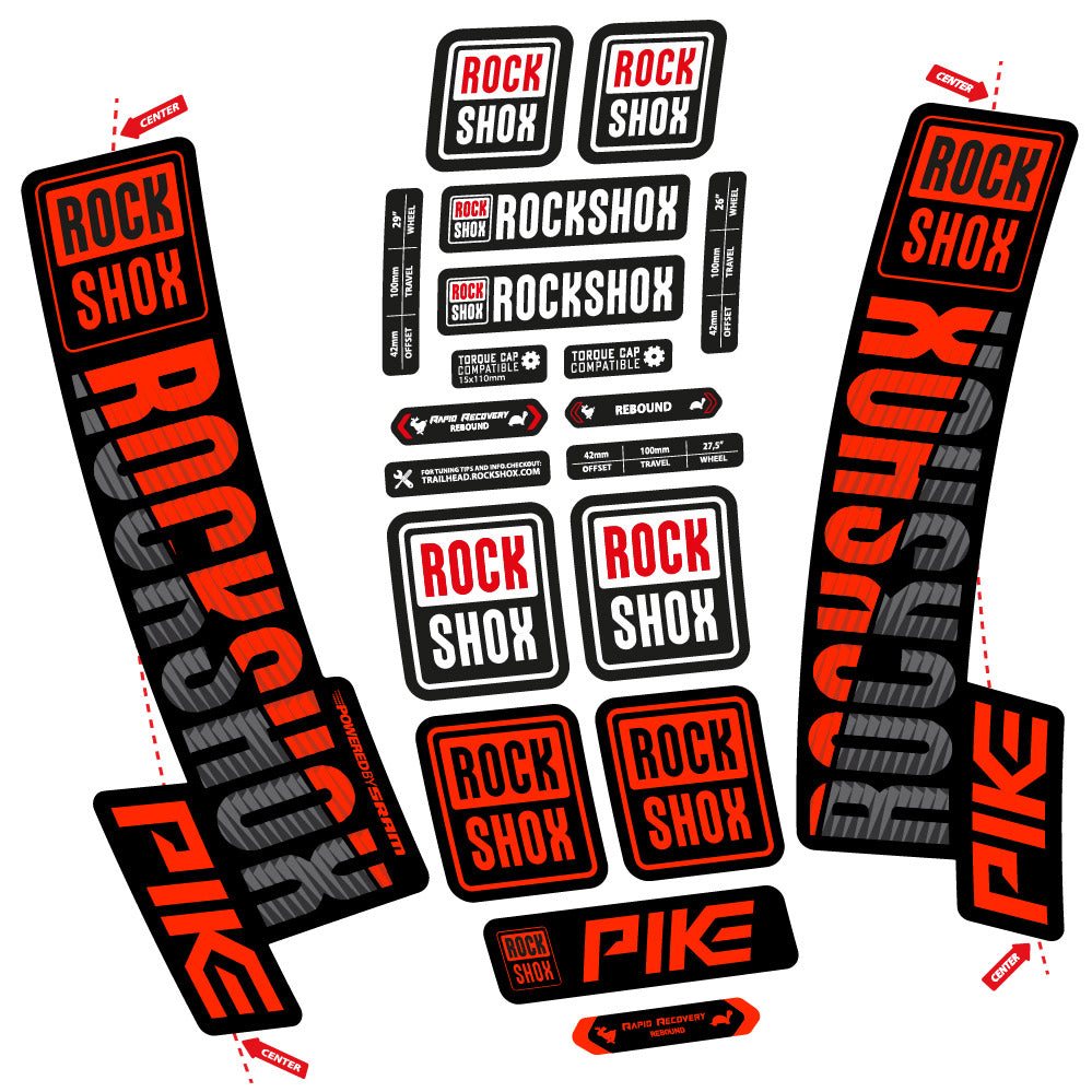 Stickers Rock Shox Pike 2018 compatibles - Autocollants fourche VTT