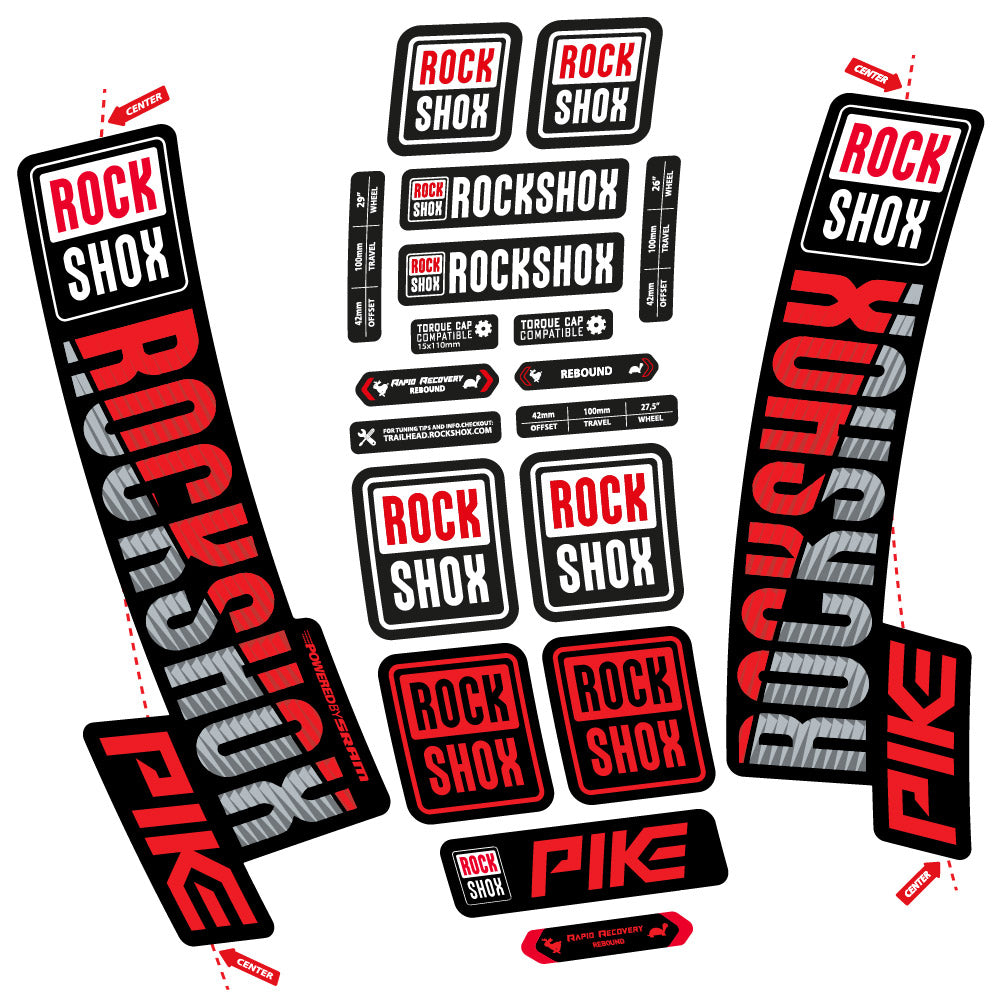 Stickers Rock Shox Pike 2018 compatibles - Autocollants fourche VTT