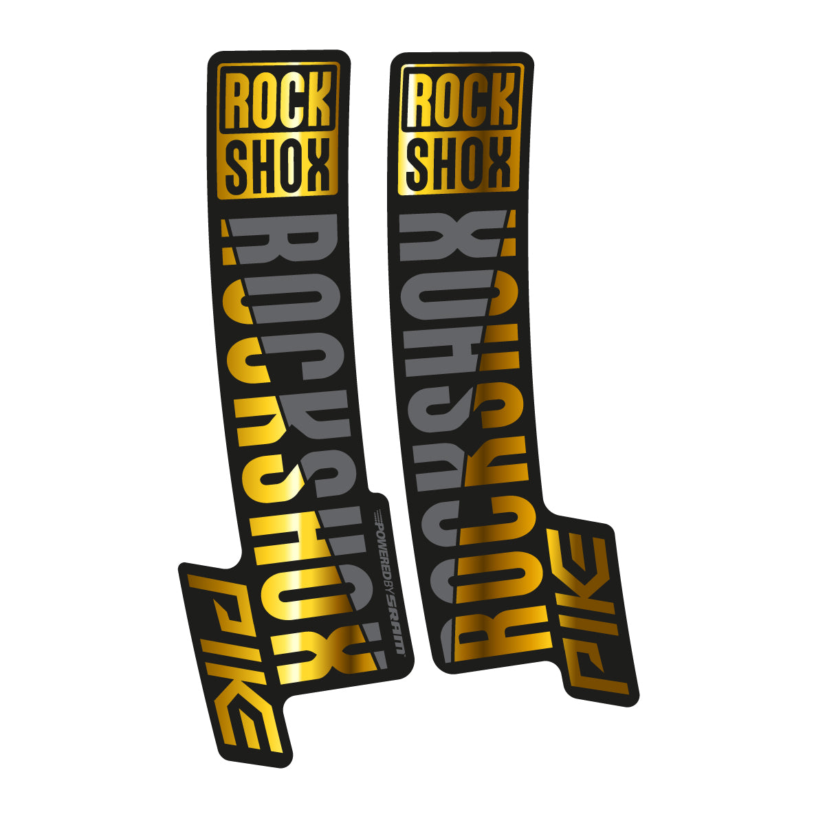 Stickers compatibles RockShox Pike 2018 pour fourche – autocollants vinyle - Or Chromé