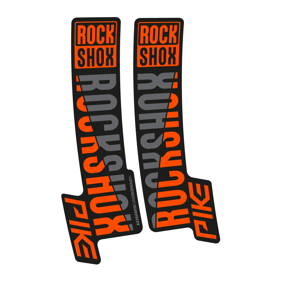 Stickers compatibles RockShox Pike 2018 pour fourche – autocollants vinyle - Orange Fluo