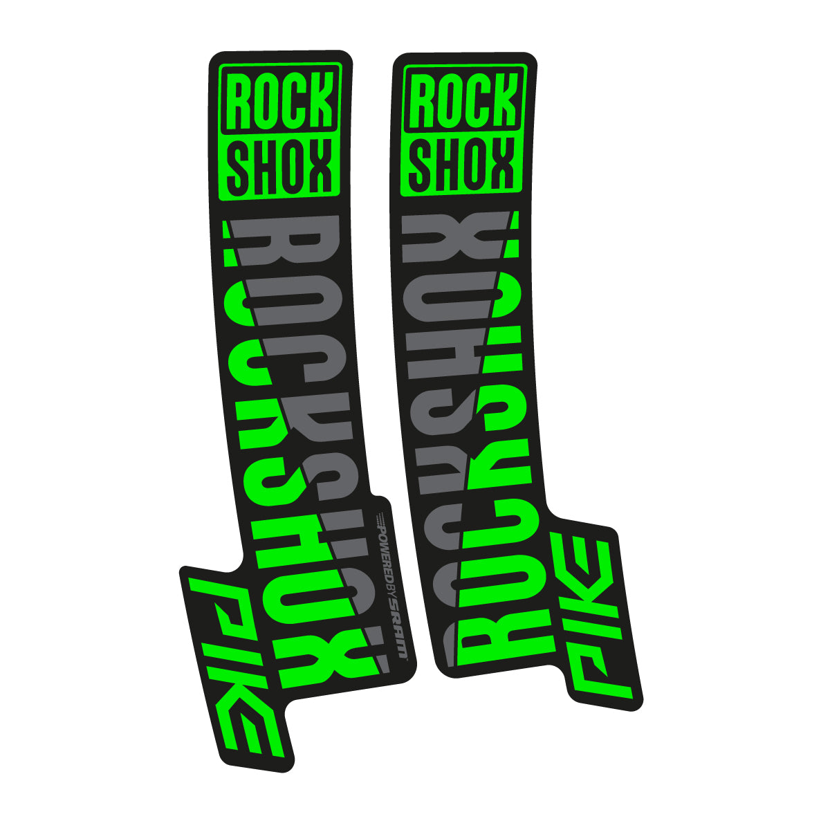 Stickers compatibles RockShox Pike 2018 pour fourche – autocollants vinyle - Vert Fluo