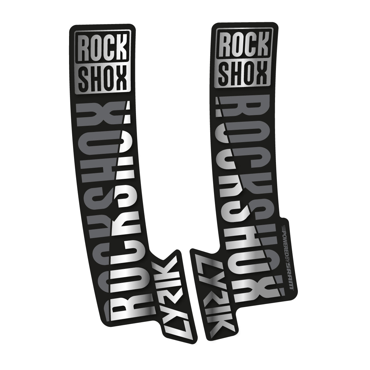 Stickers compatibles RockShox Lyrik 2018 pour fourche – autocollants vinyle - Argent Chromé