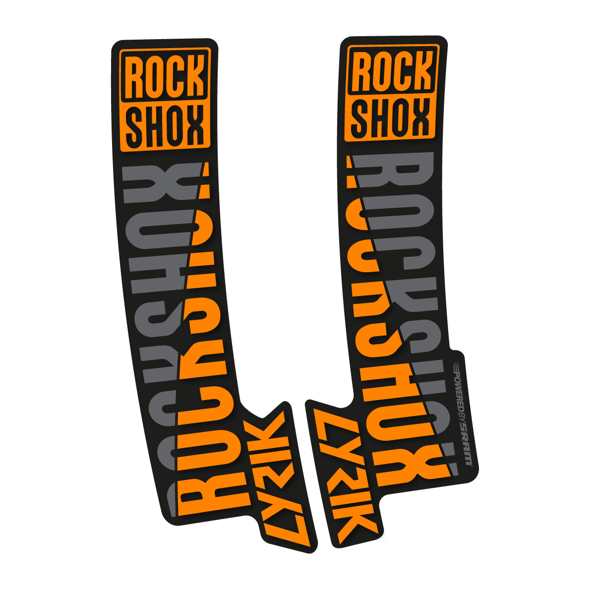 Stickers compatibles RockShox Lyrik 2018 pour fourche – autocollants vinyle - Orange Clair Fluo