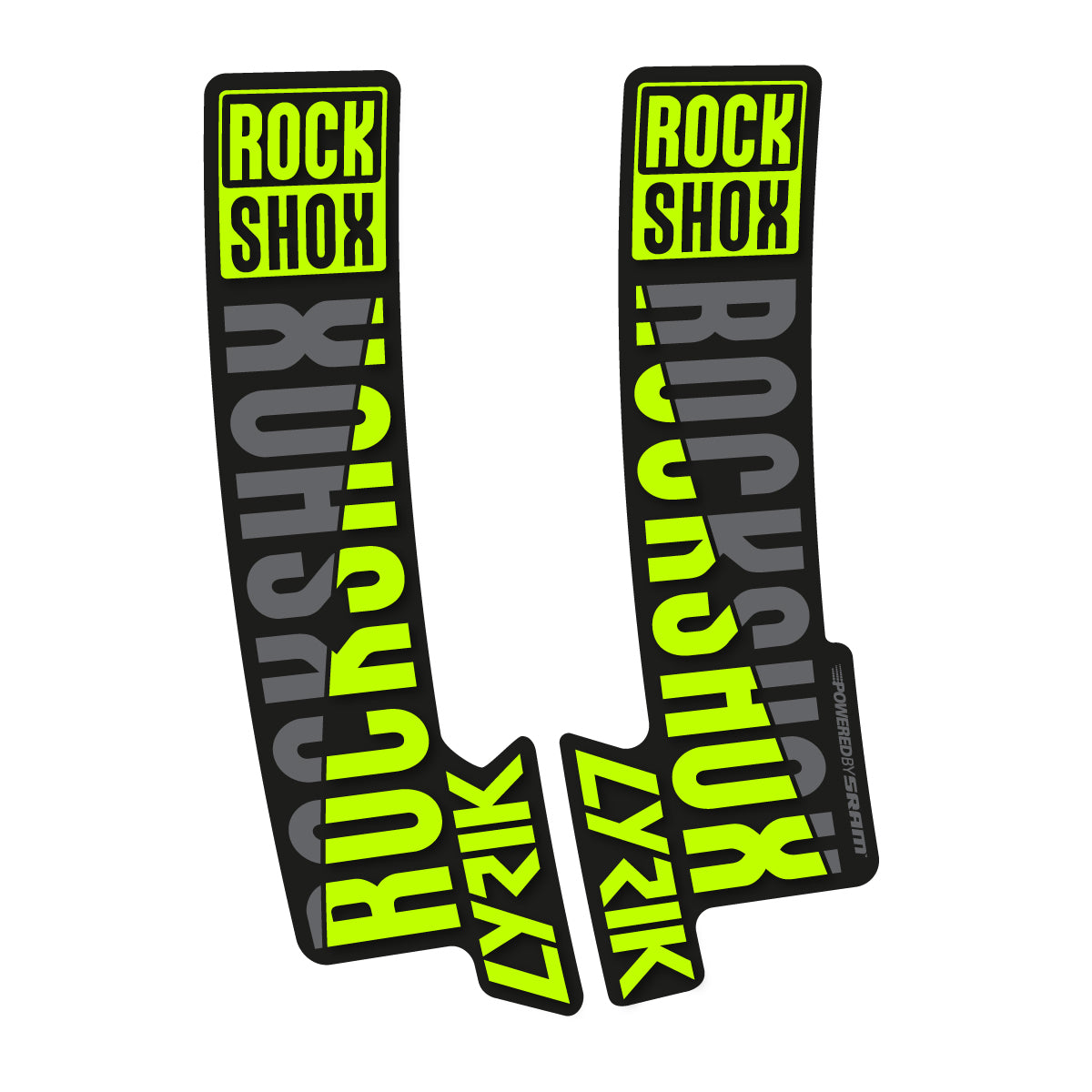 Stickers compatibles RockShox Lyrik 2018 pour fourche – autocollants vinyle - Vert Lime Fluo