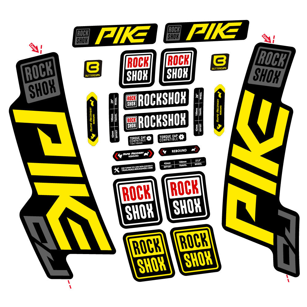 Stickers Rock Shox Pike DJ compatibles Autocollants fourche VTT 29"