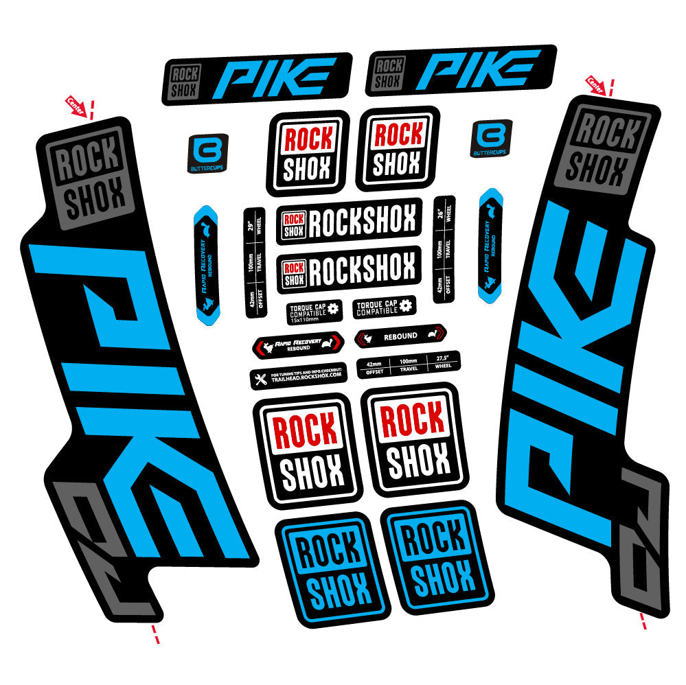 Stickers Rock Shox Pike DJ compatibles - Autocollants fourche VTT