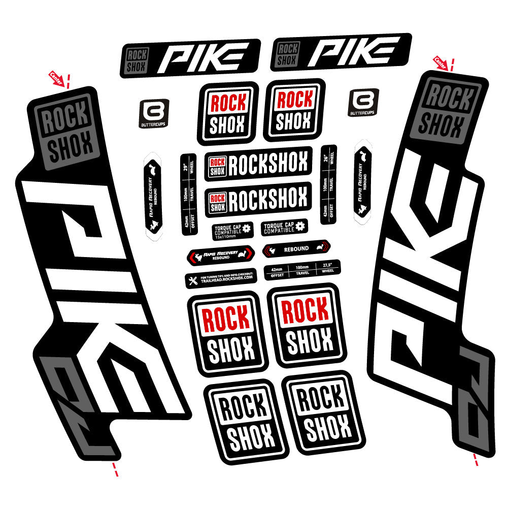 Stickers Rock Shox Pike DJ compatibles Autocollants fourche VTT 29"