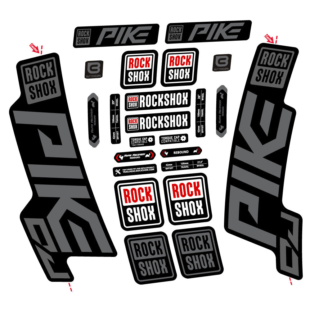 Stickers Rock Shox Pike DJ compatibles - Autocollants fourche VTT