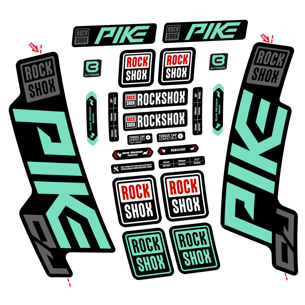 Stickers Rock Shox Pike DJ compatibles Autocollants fourche VTT 29"