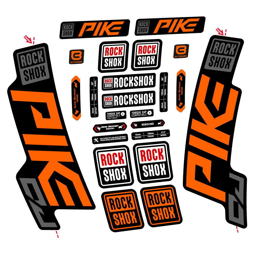 Stickers Rock Shox Pike DJ compatibles - Autocollants fourche VTT