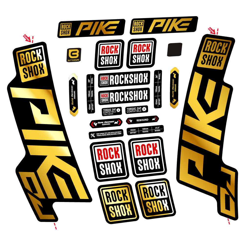 Stickers Rock Shox Pike DJ compatibles - Autocollants fourche VTT