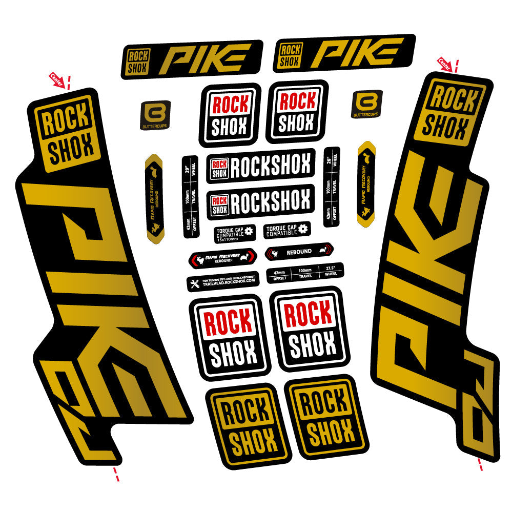 Stickers Rock Shox Pike DJ compatibles - Autocollants fourche VTT