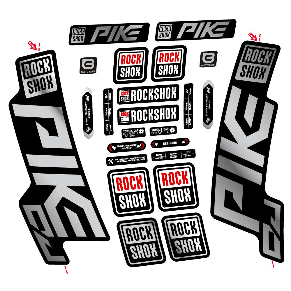 Stickers Rock Shox Pike DJ compatibles Autocollants fourche VTT 29"