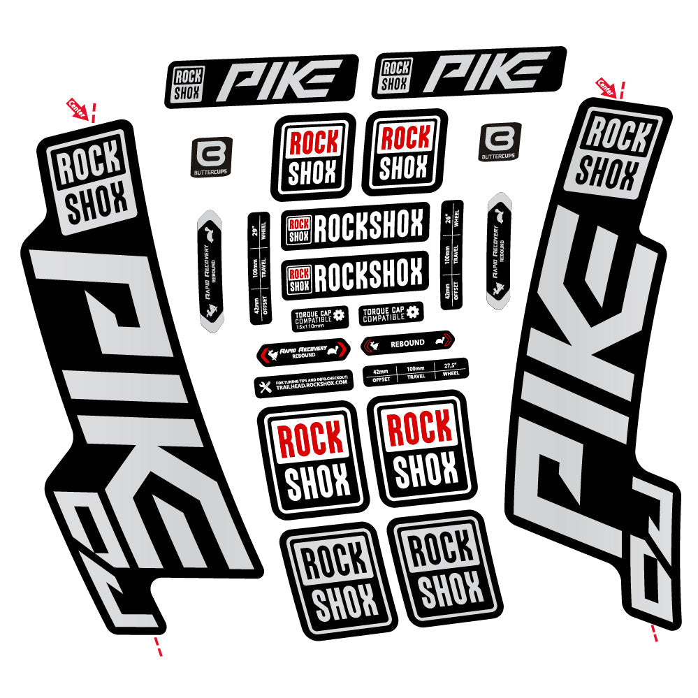 Stickers Rock Shox Pike DJ compatibles Autocollants fourche VTT 29"