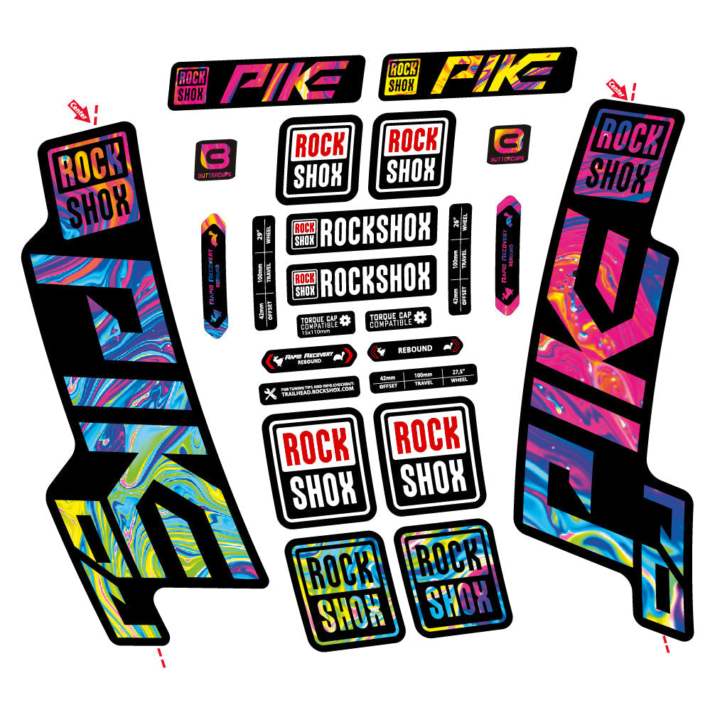 Stickers Rock Shox Pike DJ compatibles Autocollants fourche VTT 29"