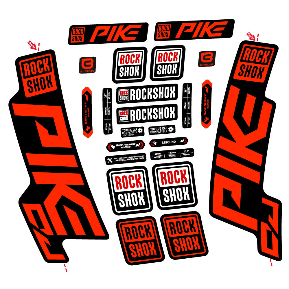 Stickers Rock Shox Pike DJ compatibles - Autocollants fourche VTT