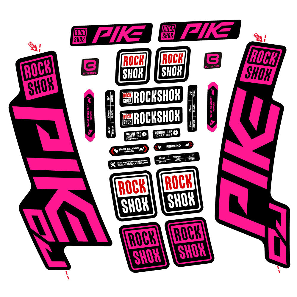 Stickers Rock Shox Pike DJ compatibles - Autocollants fourche VTT