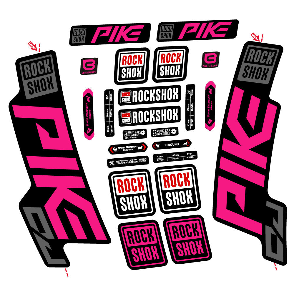 Stickers Rock Shox Pike DJ compatibles Autocollants fourche VTT 29"