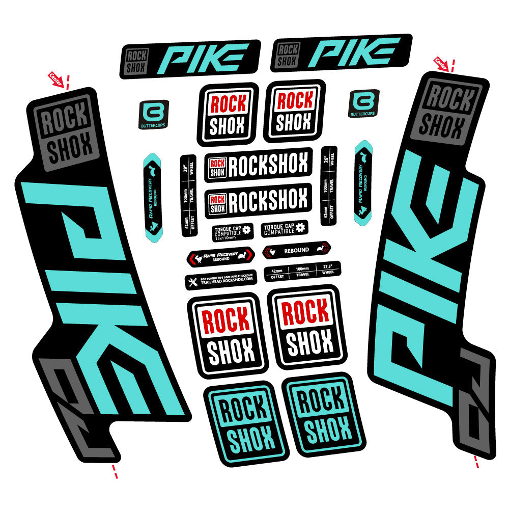 Stickers Rock Shox Pike DJ compatibles Autocollants fourche VTT 29"