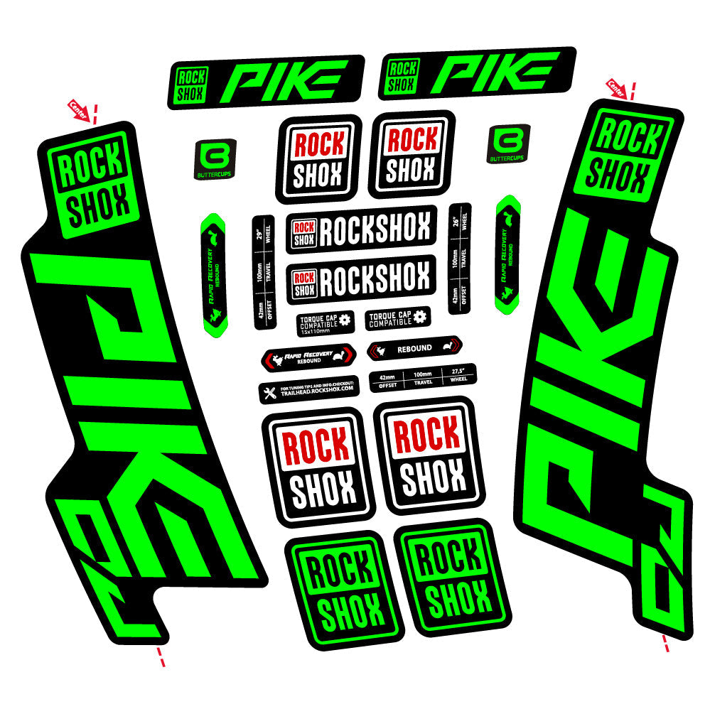 Stickers Rock Shox Pike DJ compatibles - Autocollants fourche VTT