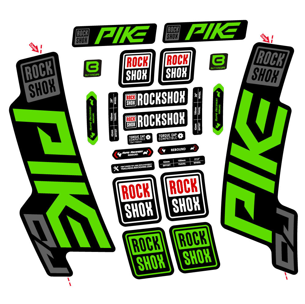 Stickers Rock Shox Pike DJ compatibles - Autocollants fourche VTT