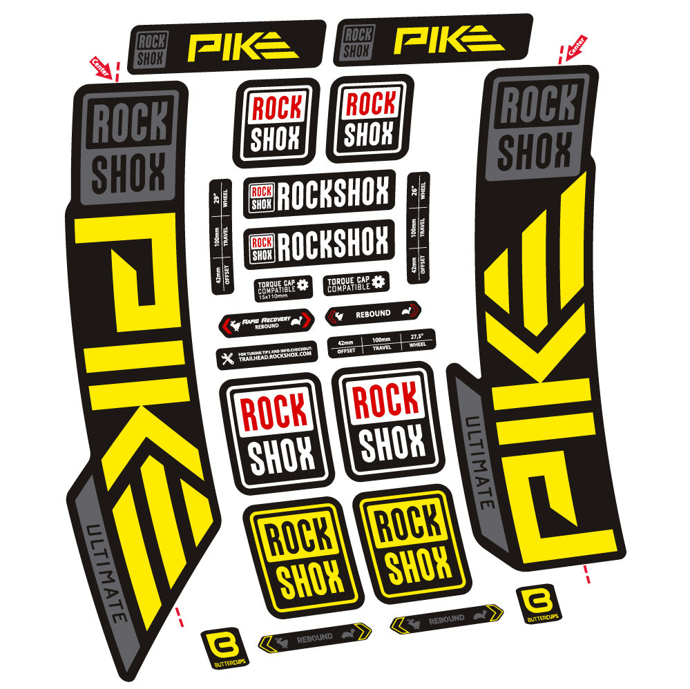 Stickers Rock Shox Pike Ultimate compatibles Autocollants fourche VTT 29"