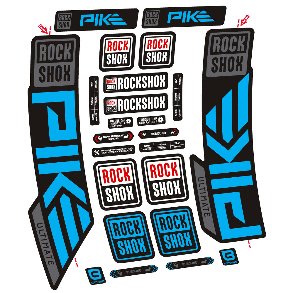 Stickers Rock Shox Pike Ultimate compatibles - Autocollants fourche VTT