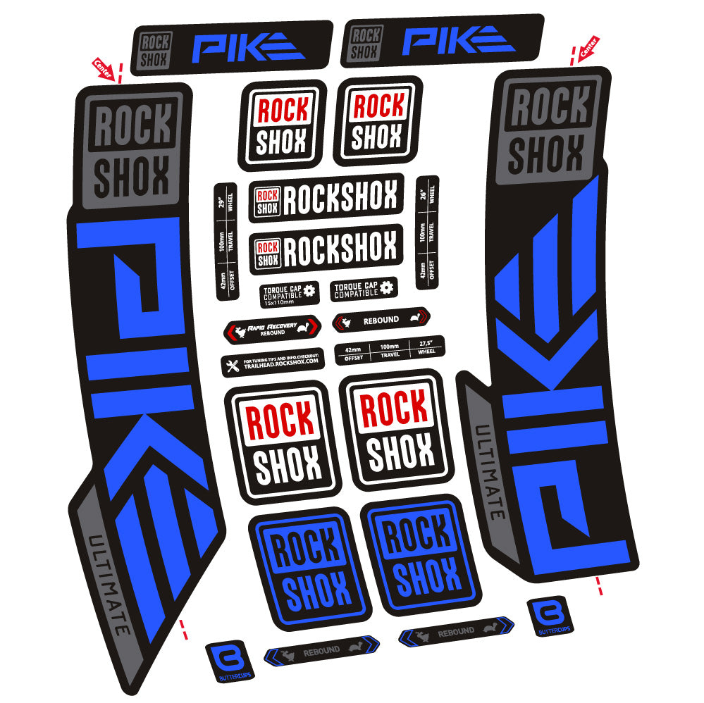 Stickers Rock Shox Pike Ultimate compatibles Autocollants fourche VTT 29"