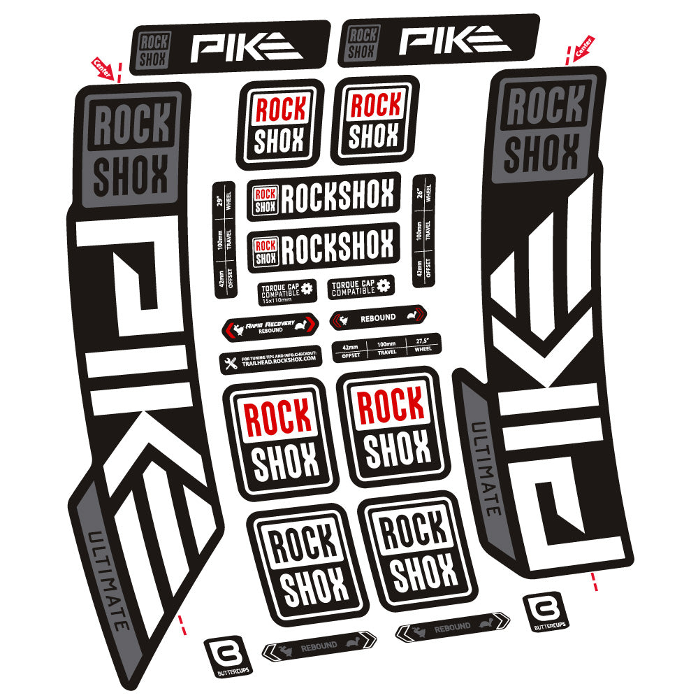 Stickers Rock Shox Pike Ultimate compatibles Autocollants fourche VTT 29"