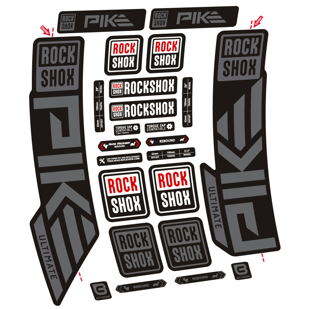 Stickers Rock Shox Pike Ultimate compatibles Autocollants fourche VTT 29"