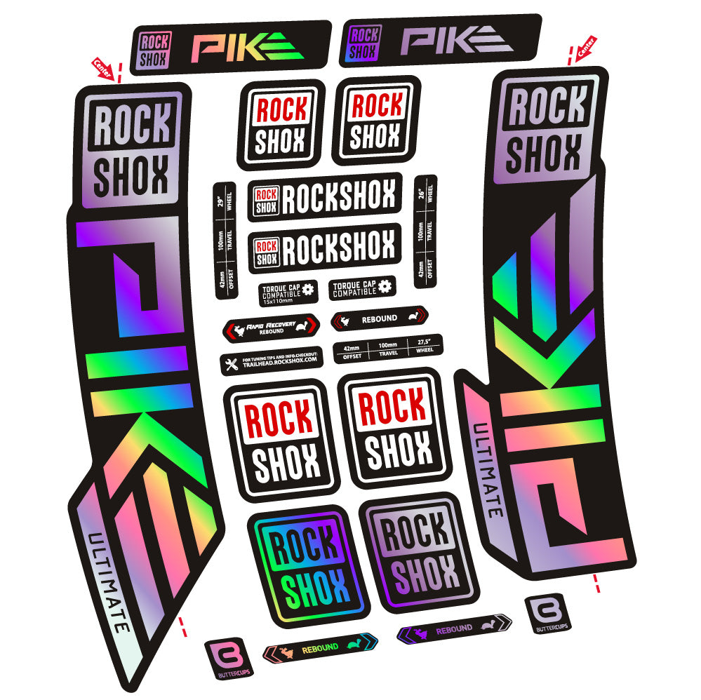 Stickers Rock Shox Pike Ultimate compatibles - Autocollants fourche VTT