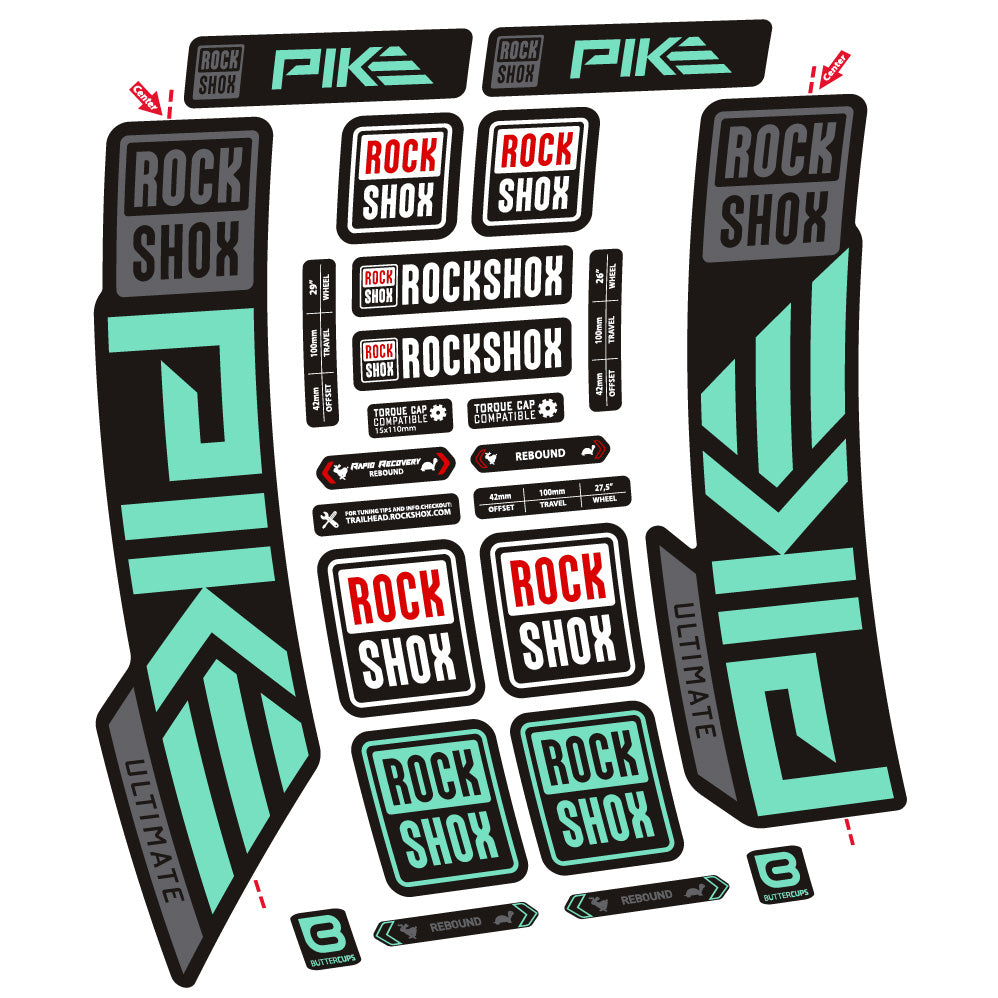 Stickers Rock Shox Pike Ultimate compatibles Autocollants fourche VTT 29"