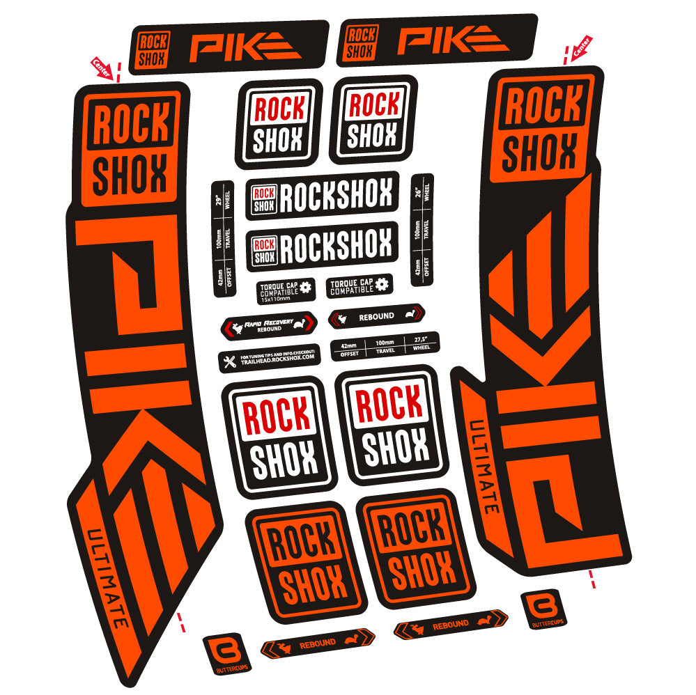 Stickers Rock Shox Pike Ultimate compatibles Autocollants fourche VTT 29"