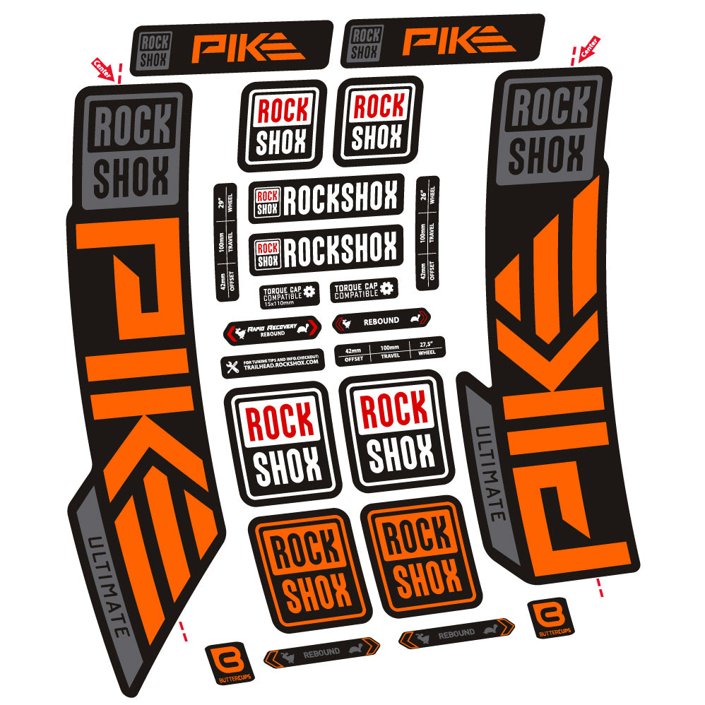 Stickers Rock Shox Pike Ultimate compatibles Autocollants fourche VTT 29"