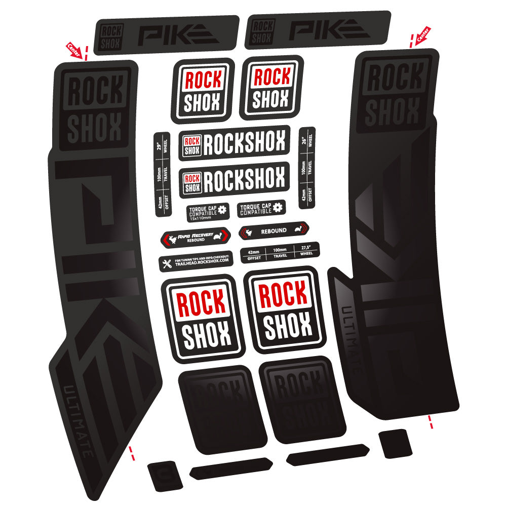 Stickers Rock Shox Pike Ultimate compatibles - Autocollants fourche VTT