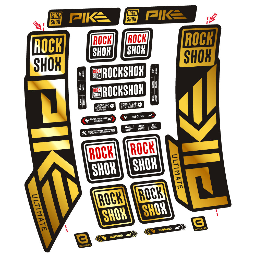 Stickers Rock Shox Pike Ultimate compatibles Autocollants fourche VTT 29"